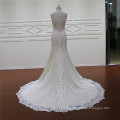 Champagne Full Lace Mermaid Fitted Backless Wedding Dress